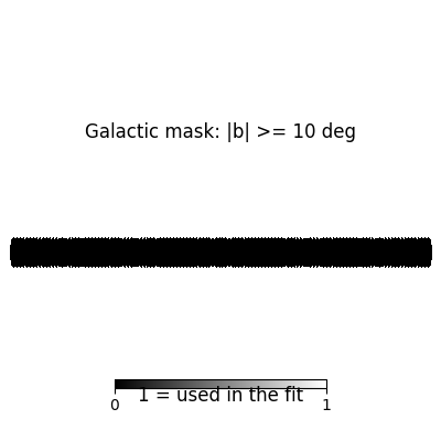 Galactic mask: |b| >= 10 deg